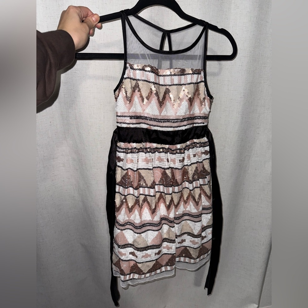Crystal Doll Sequin Mini Dress in Pink and Black